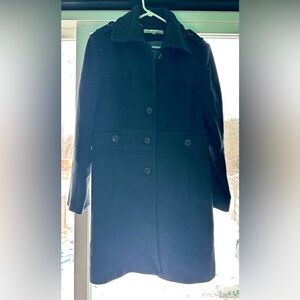 Kenneth Cole New York Dark Gray WOOL BLEND Full Length Pea Coat Size 14